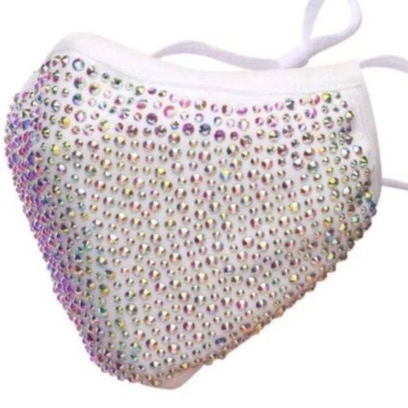 Sparkly White Rhinestone Crystal Bling Mask - Picture 1 of 2